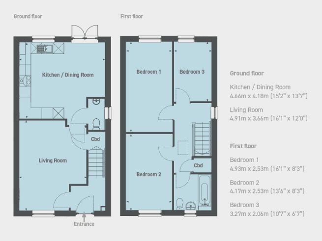 Floor plan, 3 bedroom house  - artist's impression subject to change